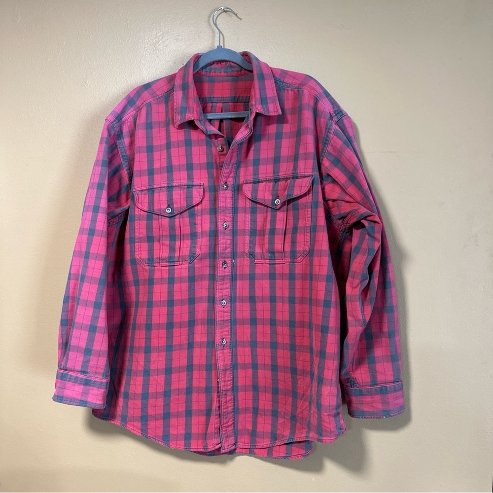 Vintage heavyweight distressed Men’s Button-Up flannel Shirt (xl ?)